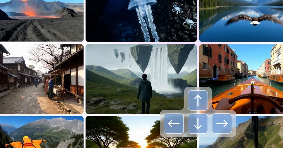 Colaj cu imagini generate cu AI reprezentând lumi virtuale diferite.