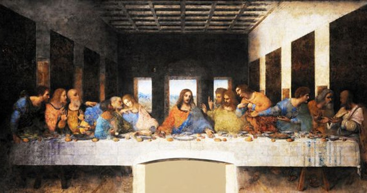 Cina cea de taină e prăznuită în Joia Mare. Cina cea de taină, pictura murală a lui Da Vinci, care e adăpostită în biserica Santa Maria delle Grazie din Milano
