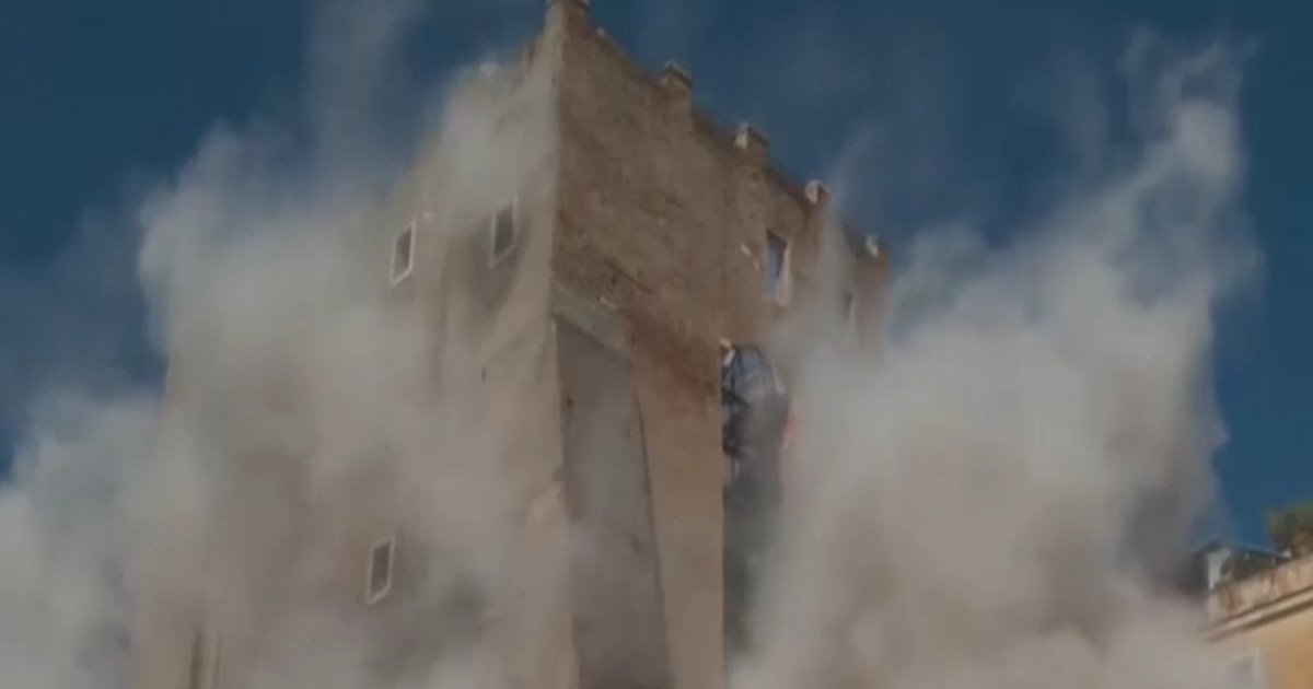 Un turn medieval s-a prăbușit la Roma. Foto Captură video