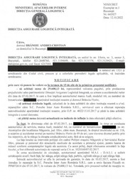 Notificarea primită de familia Brănoiu