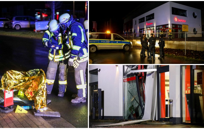 Doi români au aruncat degeaba în aer un bancomat, în Germania, după ce l-au injectat cu gaze