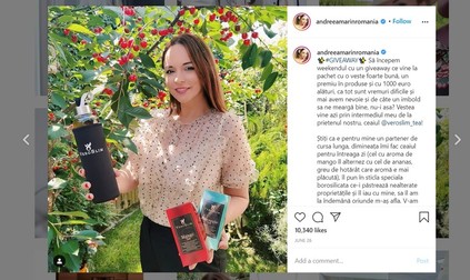 Andreea Marin, publicitate nemarcată pe Instagram