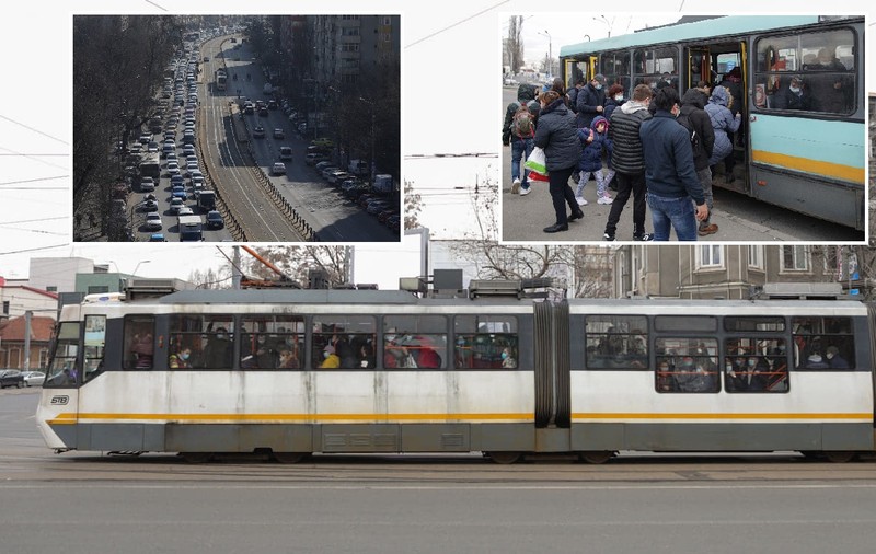 Imagini din Bucureștiul fără metrou. Mii de oameni s-au înghesuit în tramvaie, autobuze și troleibuze, traficul a fost infernal în Capitală