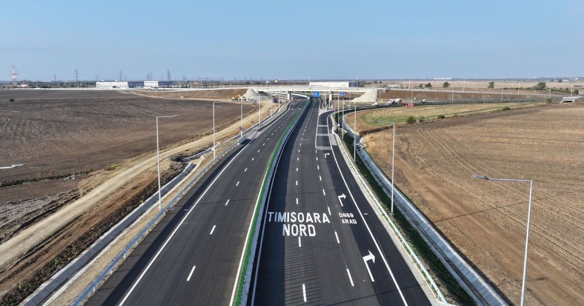 Noul drum național DN 69A, într-o imagine aeriană din 13 octombrie 2025