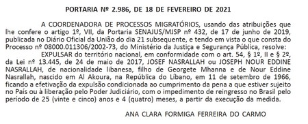 expulzare libanez din Brazilia