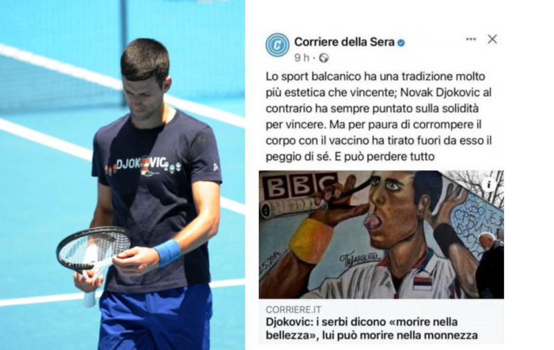 Derapaj în presa italiană. „Djokovic poate să moară în mizerie”, scrie cotidianul Corriere della Sera