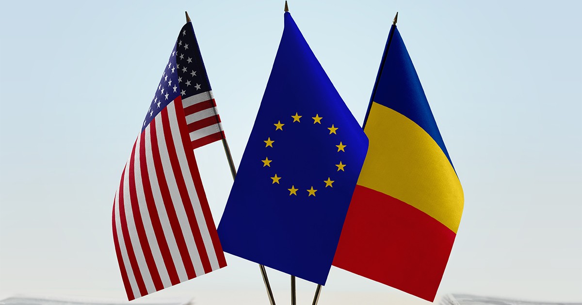 Steagurile SUA, Uniunii Europene și României
