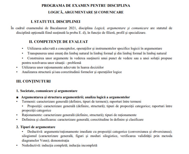 Programă logică Bac 2022