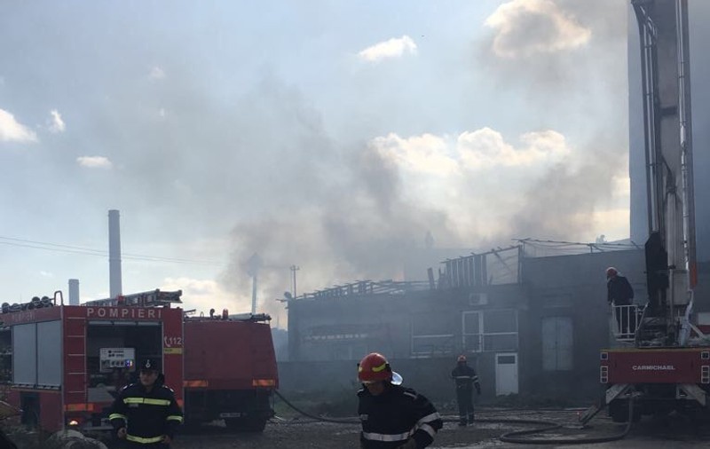 FOTO: Incendiu violent la o patiserie din Oradea. Zeci de pompieri mobilizați și o persoană rănită