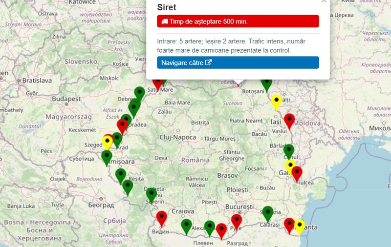 Aglomeraţie în mai multe vămi din ţară. Camioanele aşteaptă să iasă din ţară peste 8 ore la Siret