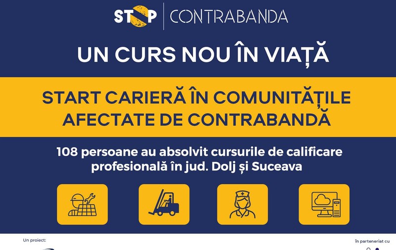 108 persoane, calificate în prima serie a programului ANOFM – BAT România, dedicat comunităților afectate de contrabandă