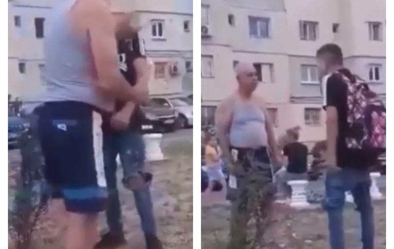 VIDEO | Scandal într-un cartier din Alexandria. Un bătrân, pus la pământ de un tânăr care făcea gălăgie