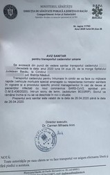 Aviz sanitar decedat COVID