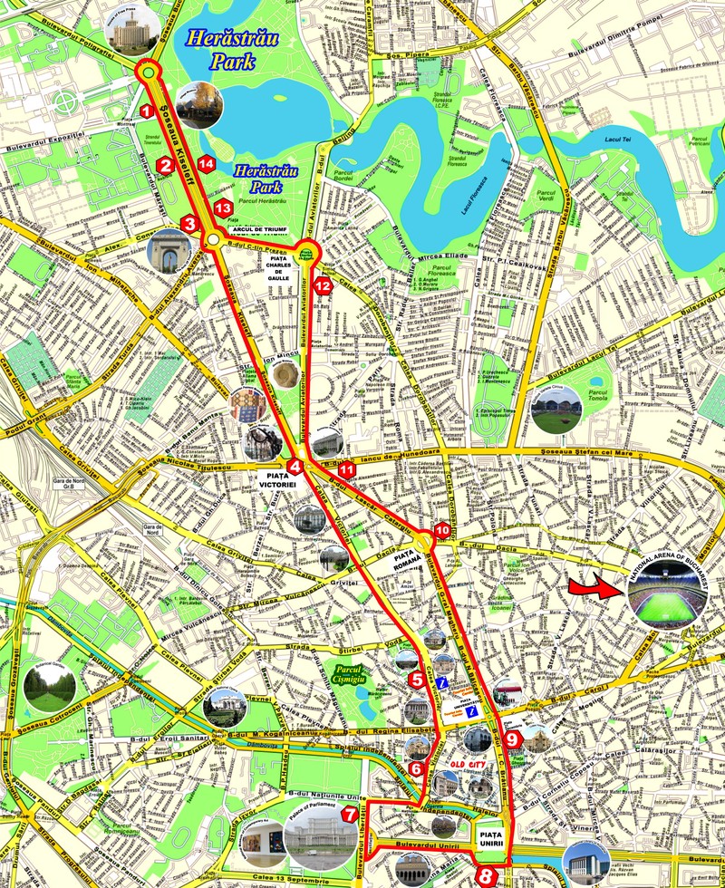 Traseul liniei turistice din București