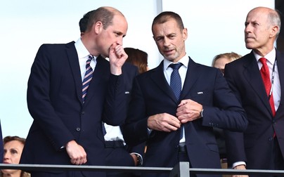 Prince William, Prince of Wales and The FA President and UEFA President Aleksander Ceferin Spain v England, UEFA European Championship 2024, Final, Football, Olympiastadion, Berlin, Germany, 14 Jul 2024,Image: 889697763, License: Rights-managed, Restrictions: EDITORIAL USE ONLY No use with unauthorised audio, video, data, fixture lists, club/league logos or "live" services. Online in-match use limited to 120 images, no video emulation. No use in betting, games or single club/league/player publications., Model Release: no