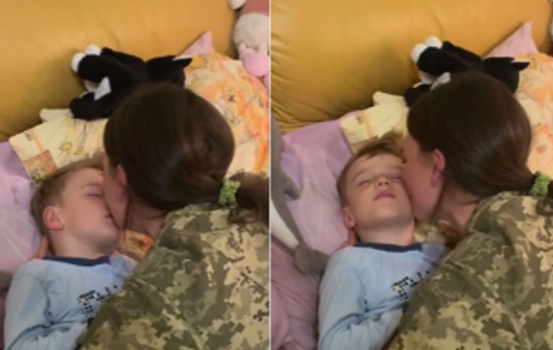 Un copil ucrainean care s-a revăzut după trei luni cu mama-soldat: „Ai ucis dragonul?”