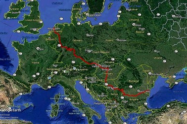 Traseul ales de cei doi temerari a însumat peste 3.300 de kilomteri și a pornit de la Marea Nordului și s-a încheiat la Marea Neagră