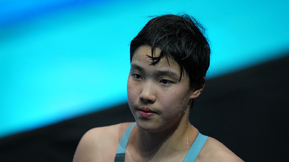 Imagine cu Yu Zidi surprinsă la Singapore, în timpul Campionatului Mondial de Natație, pe 31 iulie 2025
