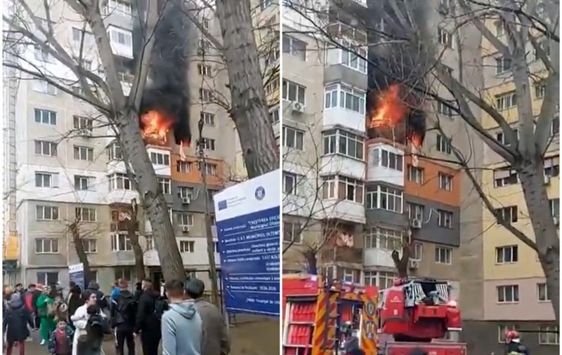 Incendiu violent într-un bloc din Oltenița. 30 de persoane au fost evacuate