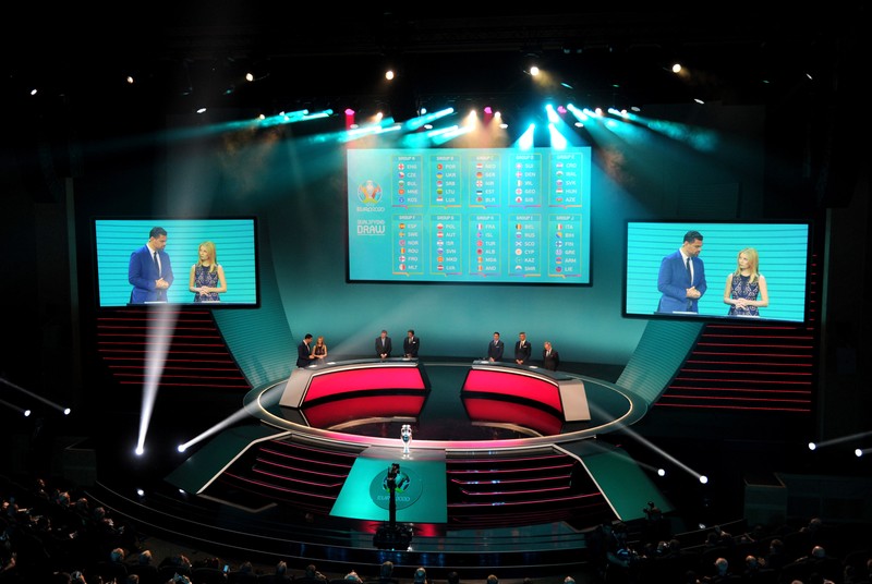 epa07203375 General view of the UEFA Euro 2020 Qualification Draw ceremony in Dublin, Ireland, 02 December 2018. EPA-EFE/AIDAN CRAWLEY