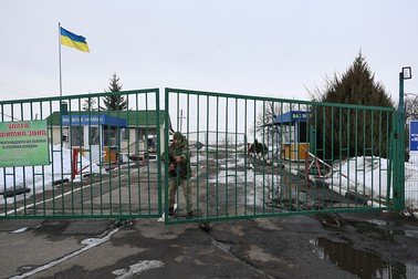 Frontiera Goptivka între Ucraina și Rusia, nu departe de orașul ucrainean de est Harkov, în mijlocul tensiunilor pe granița ucraineană-rusă, 16 februarie 2022 | Foto: EPA