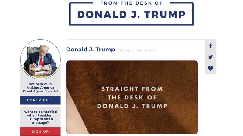 Printscreen de pe noul site lansat de Donald Trump