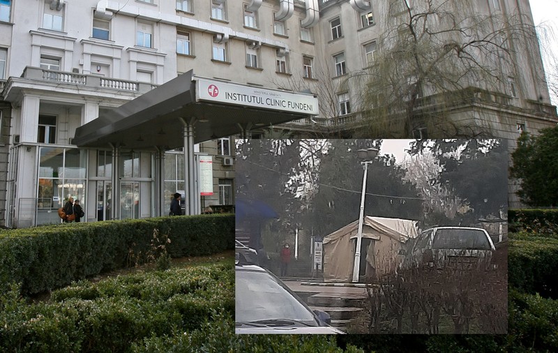 Cort în curtea Spitalului Fundeni! “Va fi folosit pentru triaj”. Una dintre intrările în curtea spitalului, blocată
