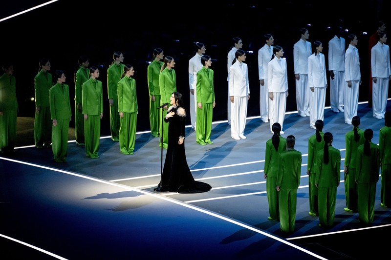 Laura Pausini, singer, The Opening Ceremony of the 2026 Winter Olympics at the San Siro Stadium. Opening Ceremony of the 2026 Winter Olympics Milan Cortina ROBIN UTRECHT Opening Ceremony of the 2026 Winter Olympics. - 06 Feb 2026,Image: 1072640540, License: Rights-managed, Restrictions: , Model Release: no
