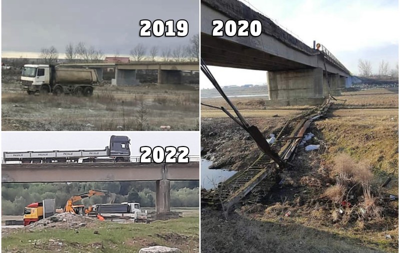 O firmă care a câștigat consolidarea unui pod în Suceava este aceeași care a fost filmată de localnici când ridica balast de sub pod