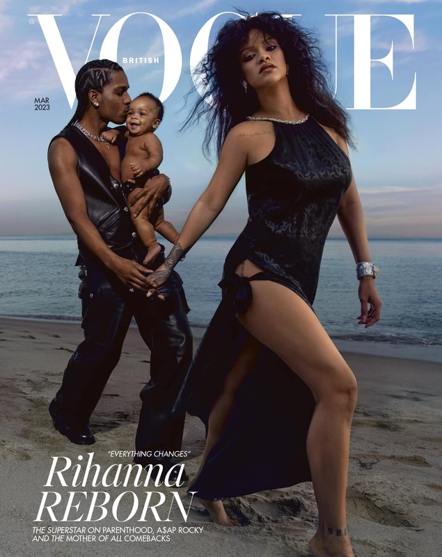 Rihanna alături de A$AP Rocky și băiețelul lor pe coperta revistei Vogue. Imaginile cu familia ei au strâns milioane de like-uri pe rețelele de socializare