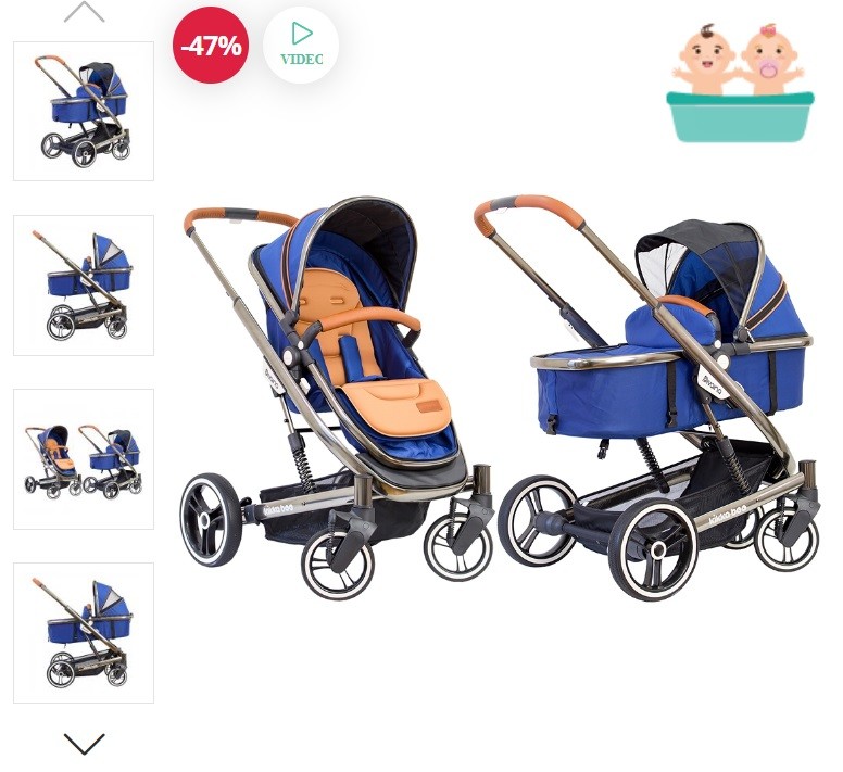 Cărucior 2 in 1 transformabil cu suspensii Divaina True Blue