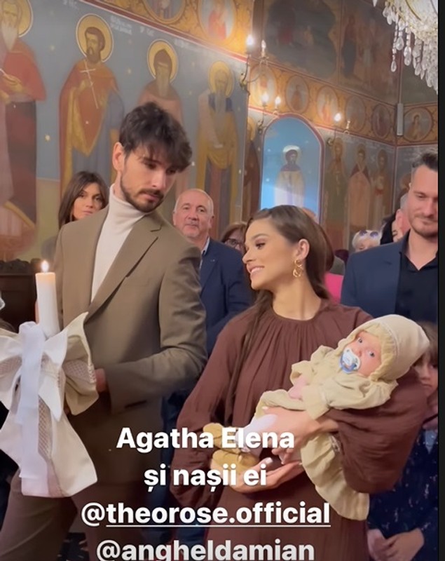 Theo Rose, nașă de botez. Cum a apărut cântăreața în biserică alături de Anghel Damian și cum s-a distrat la petrecere cu familia ei