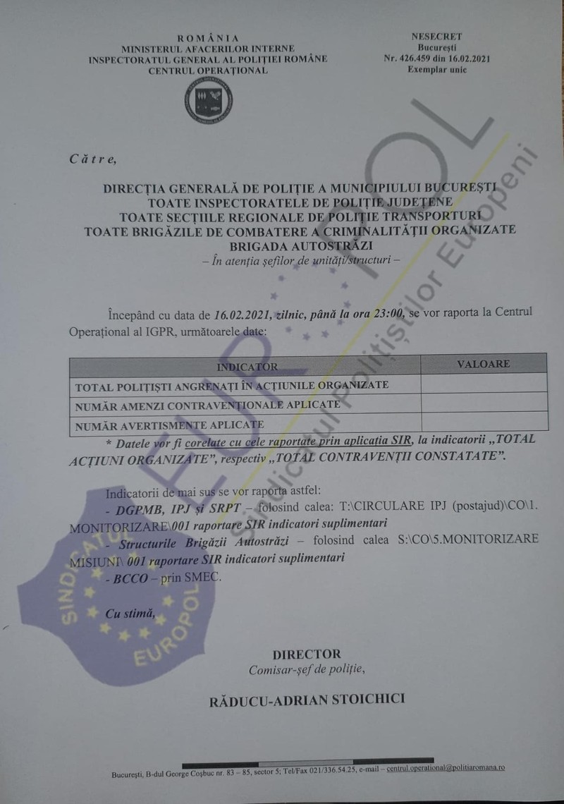 Adresa prezentată de Europol.