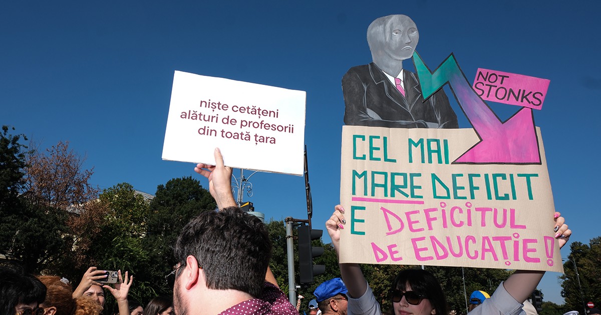 Protest si mars organizat de reprezentantii mai multor organizatii sindicale din invatamant, Bucuresti, 8 septembrie 2025.