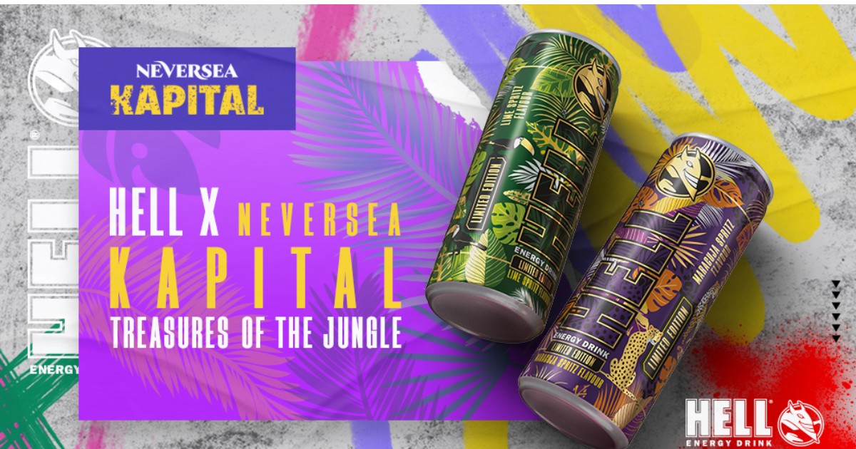 Neversea Kapital. Hell x Neversea Kapital Treasures of the jungle. Doze Hell Energy design jungla, limited edition
