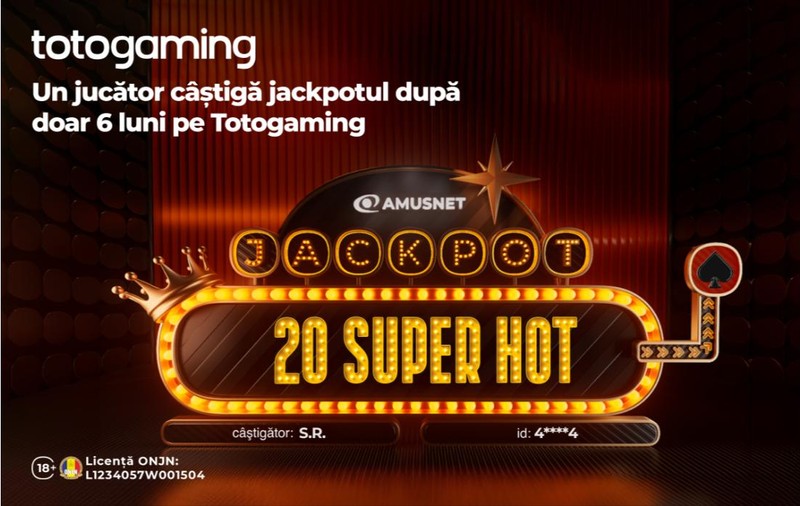 Un jucător Totogaming a câștigat Jackpotul Amusnet după doar 6 luni pe platformă