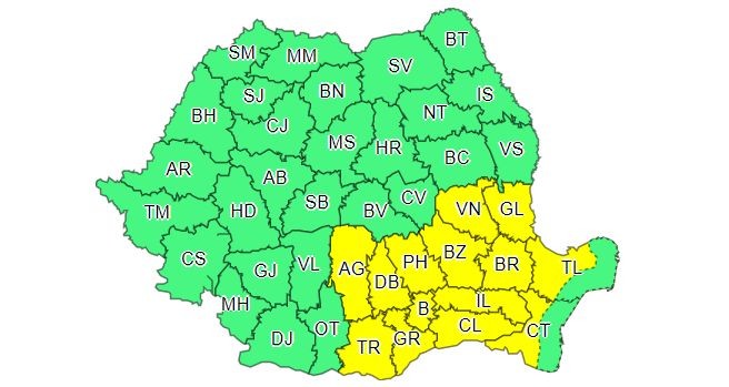 Capitala și alte 13 județe sunt vizate de cod galben de instabilitate. Foto: meteoromania.ro