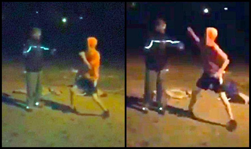 2. Gică, bătut de Oliver, adolescentul de 16 ani (captură din videoul filmat de Emil). Fotografie din dosarul Poliției