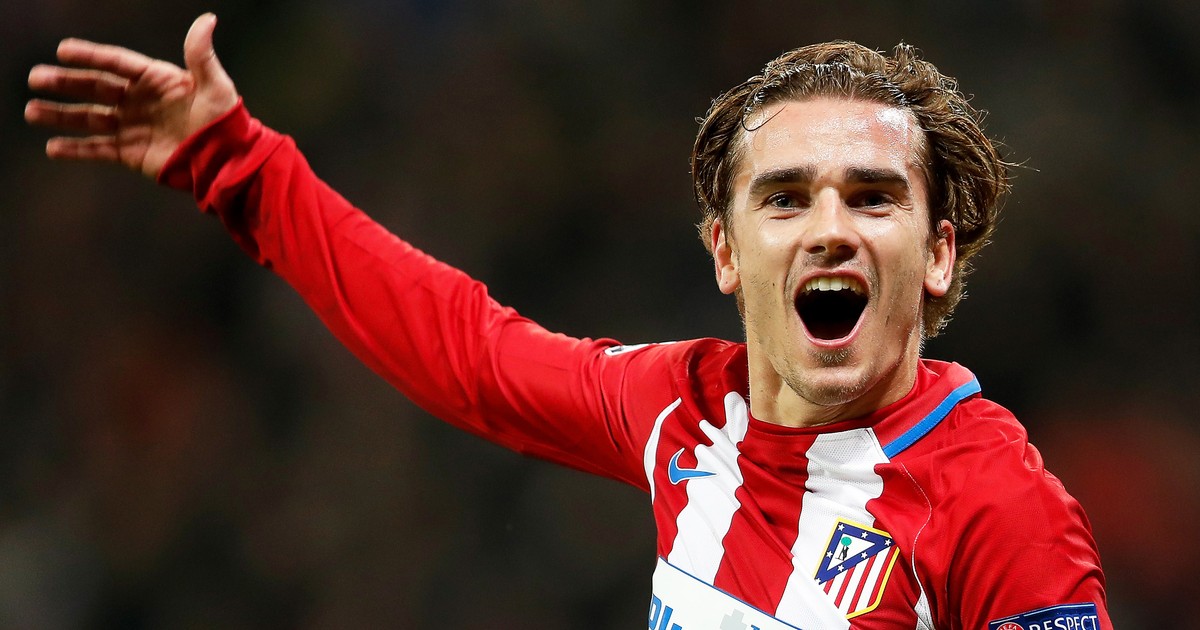 BILETUL ZILEI la pariuri din fotbal vine cu o combinație din Liga Campionilor. Antoine Griezmann se bucură pentru golul marcat în poarta lui Bayer Leverkusen, în optimile de finală ale Ligii Campionilor. (FOTO: EPA)