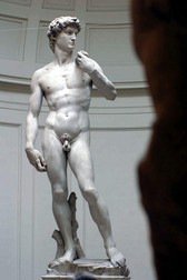 The view inside the Academia Gallery in Florence Wednesday 16th July 2003 of the Michelangelo masterpiece, the statue of David which has become the centre of a row over plans to restore the work. The Italian government has given orders for the vigorous cleaning of the statue to begin in September despite objects from a renowned art restorer that the work could be ruined by a 'wet'cleaning method. EPA PHOTO/ANSA/MARCO BUCCO