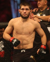 ABU DHABI, UNITED ARAB EMIRATES - SEPTEMBER 06: Khabib Nurmagomedov is seen during his UFC Lightweight Championship match against Dustin Poirier (not seen) at Yas Island in Abu Dhabi, United Arab Emirates on September 6, 2019. Stringer / Anadolu Agency/ABACAPRESS.COM