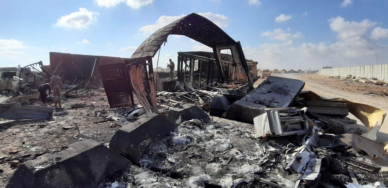Pagubele provocate unei baze militare americane din Irak de atacul cu rachete lansate din Iran, în urma uciderii generalului Qasem Soleimani. FOTO: EPA