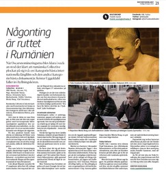 Pagina din cotidianul de limbă suedeză Hufvudstadsbladet