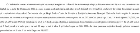Răspunsul privind ancheta DNA