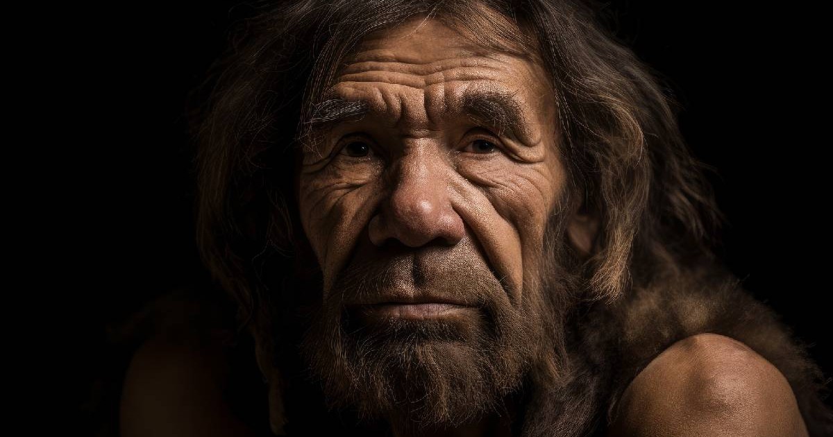 Imaginea generată de AI a unui neanderthalian, de sex masculin