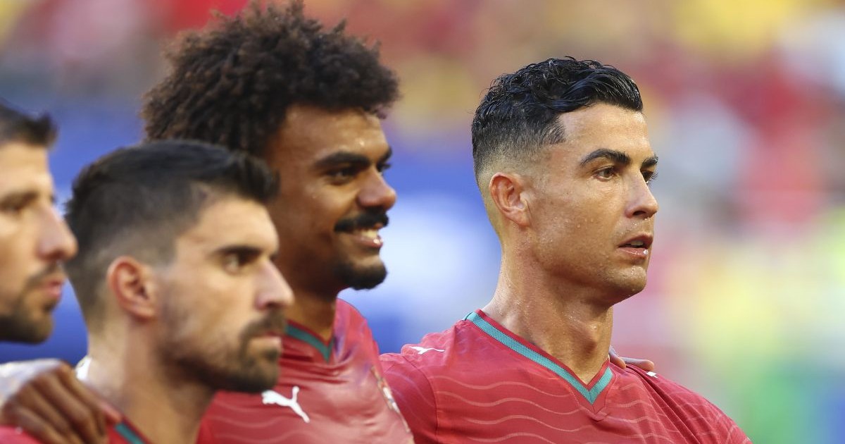 MIAMI GARDENS, FLORIDA - JUNE 27: Cristiano Ronaldo #7 of Portugal poses for the team photos before the FIFA World Cup 2026 Group K match between Colombia and Portugal at Miami Stadium on June 27, 2026 in Miami Gardens, Florida. (Photo by Robert Cianflone/Getty Images)