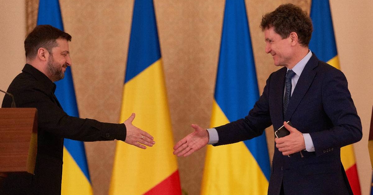 Președinții Ucrainei și României, Volodimir Zelenski și Nicușor Dan, pe 12 martie, la Palatul Cotroceni.