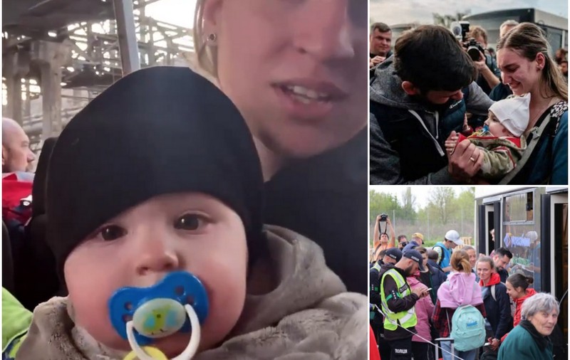 O mamă și bebelușul ei, evacuați după două luni de infern la Azovstal: „Bombele cădeau dimineața, la prânz și seara”