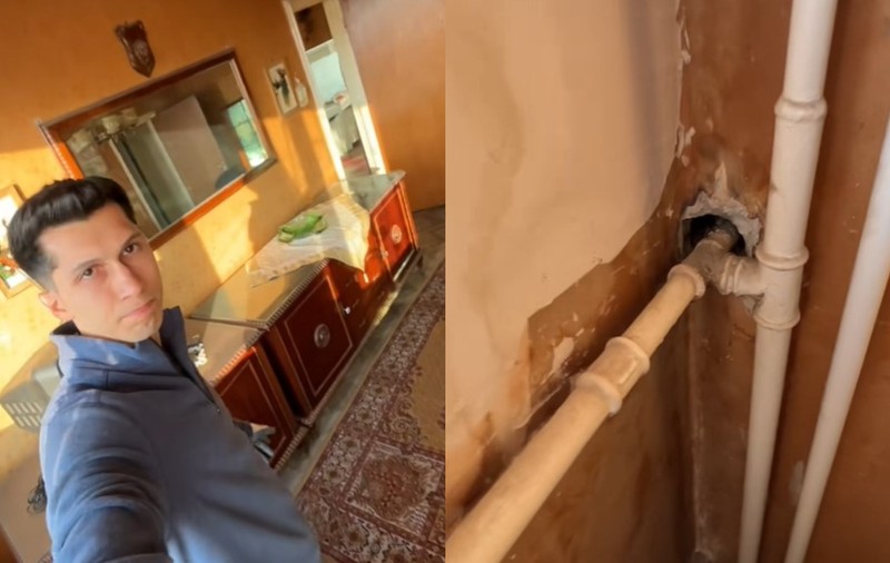 Un tânăr și-a cumpărat un apartament comunist și a filmat tot ce a găsit în el: „Avem și găuri în pereți”