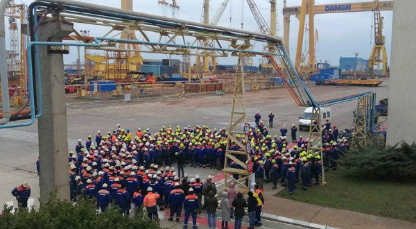 Angajaţii de la Şantierul Naval Mangalia au protestat pentru că nu și-au primit salariile de două luni